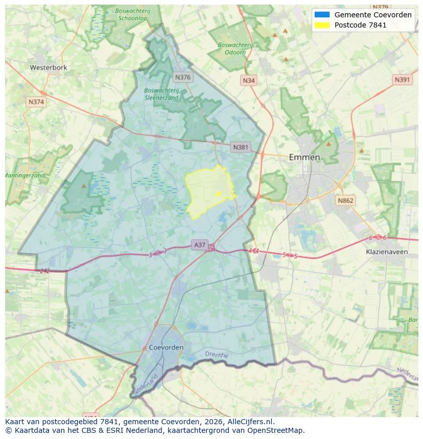 Postcodekaart voor 7841