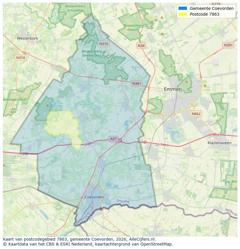 Postcodekaart voor 7863
