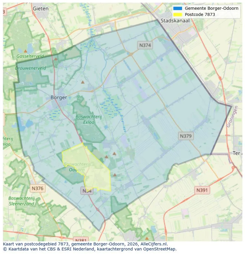 Postcode map for 7873