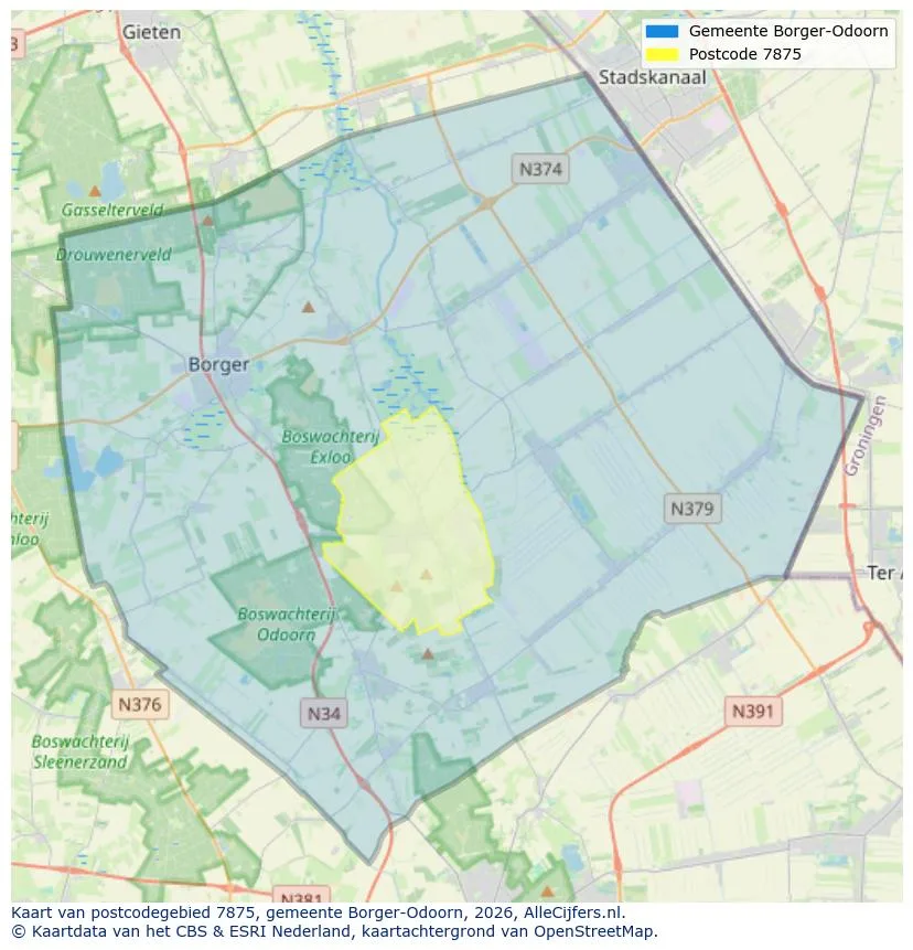 Postcodekaart voor 7875