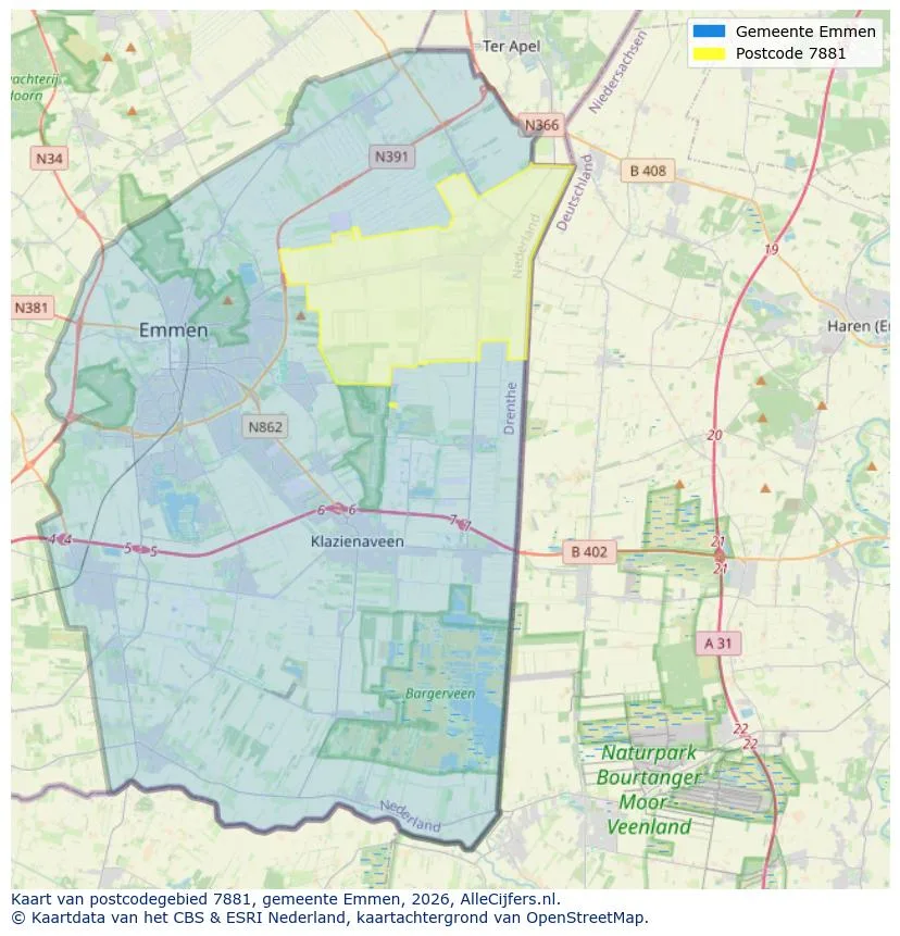 Postcodekaart voor 7881