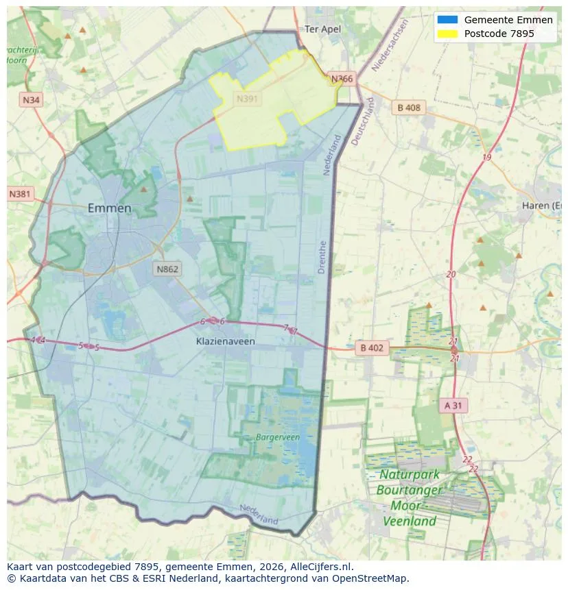 Postcodekaart voor 7895