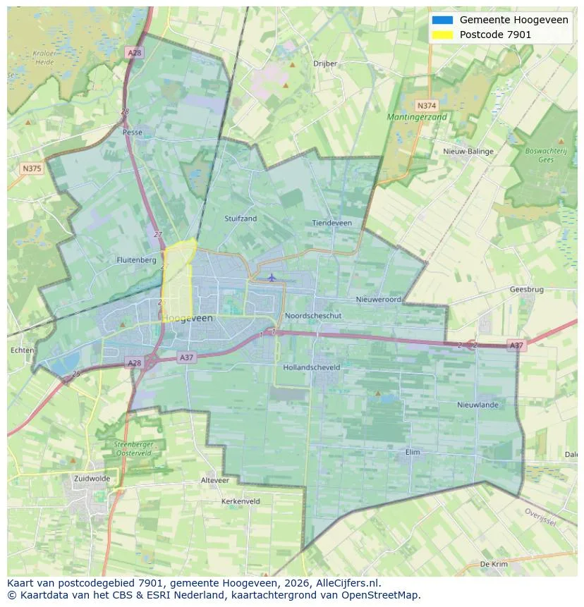 Postcodekaart voor 7901
