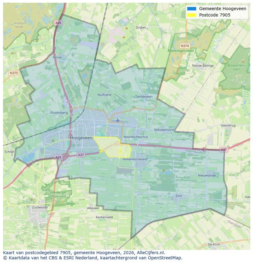 Postcodekaart voor 7905