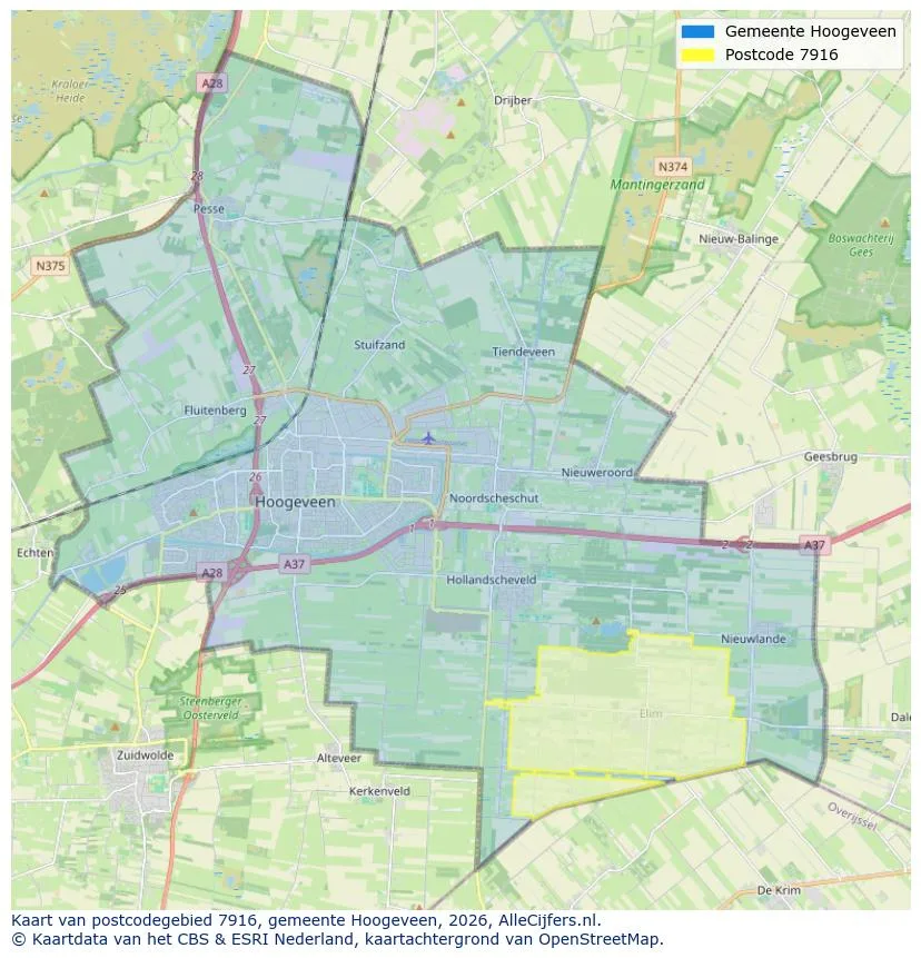 Postcodekaart voor 7916