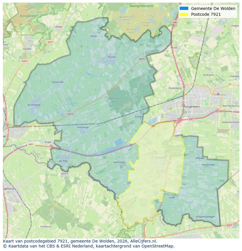 Postcodekaart voor 7921