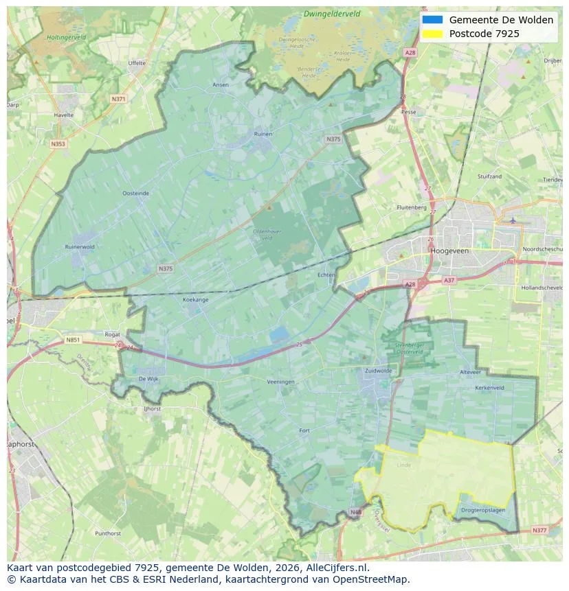 Postcodekaart voor 7925