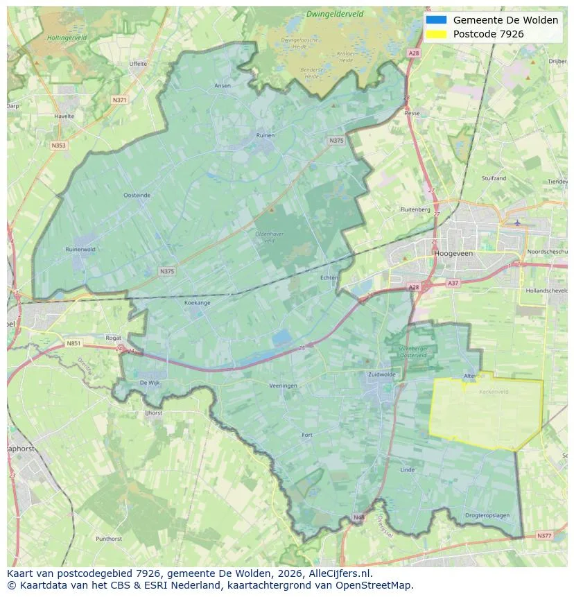 Postcodekaart voor 7926