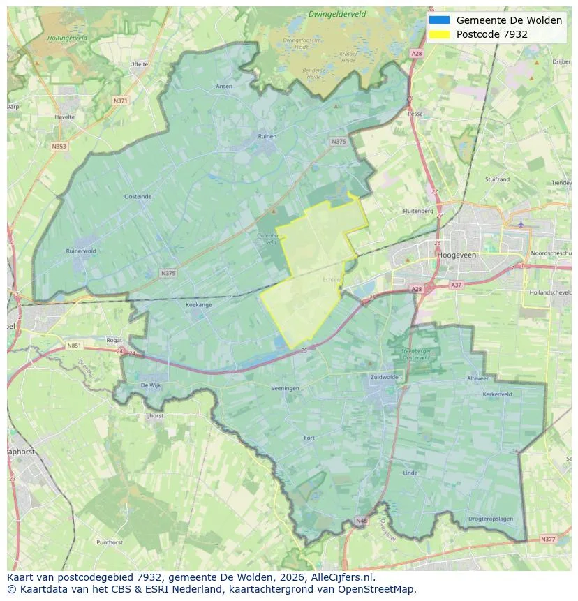 Postcodekaart voor 7932