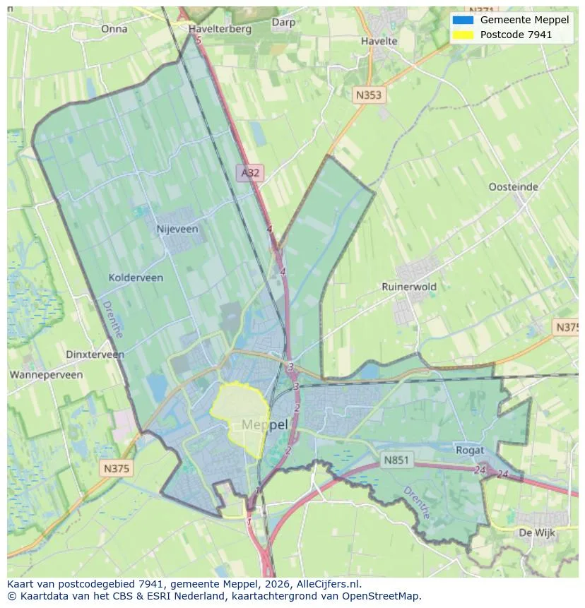 Postcodekaart voor 7941