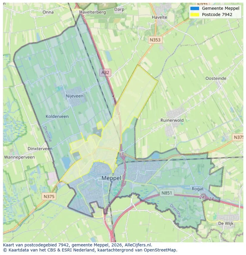 Postcodekaart voor 7942