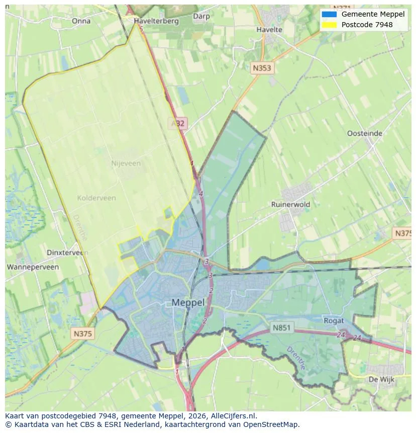 Postcodekaart voor 7948