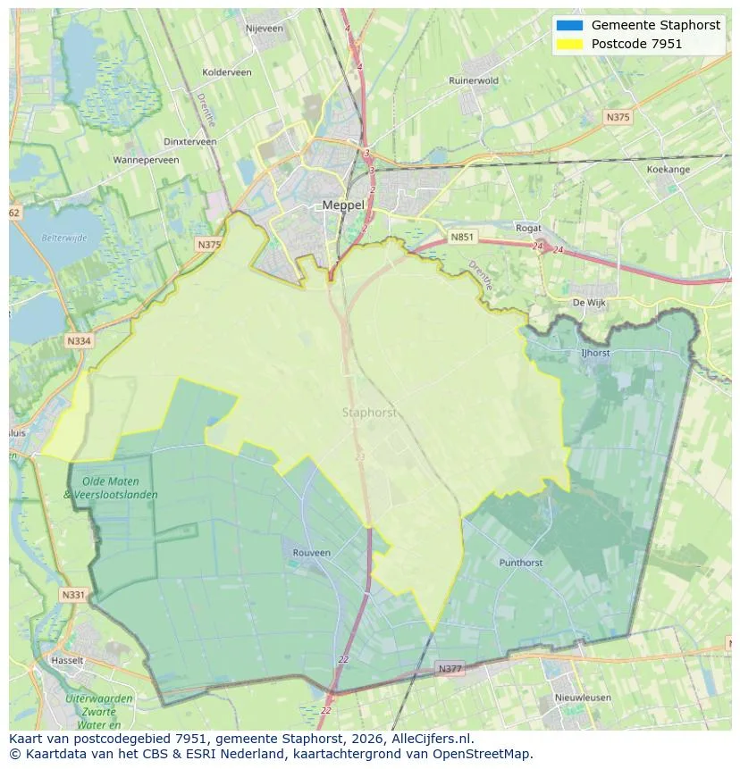 Postcodekaart voor 7951