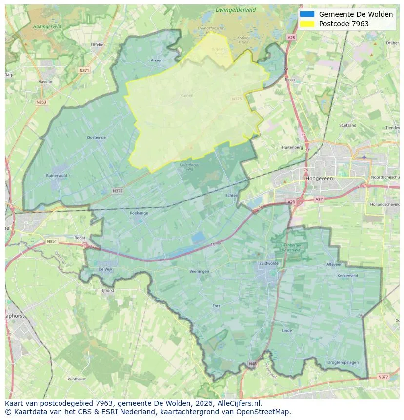 Postcodekaart voor 7963