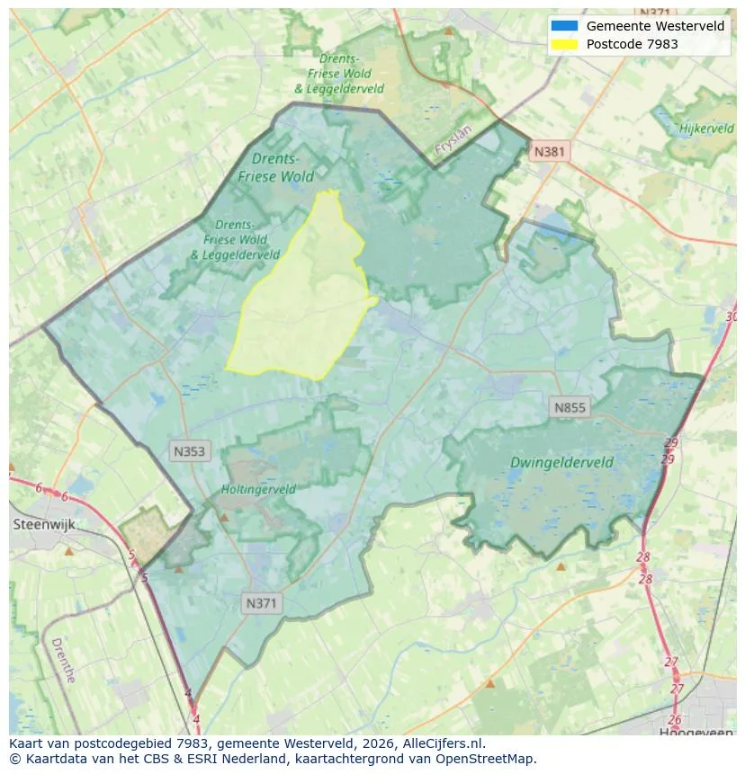 Postcode map for 7983
