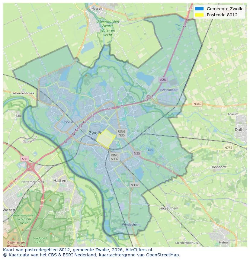 Postcodekaart voor 8012