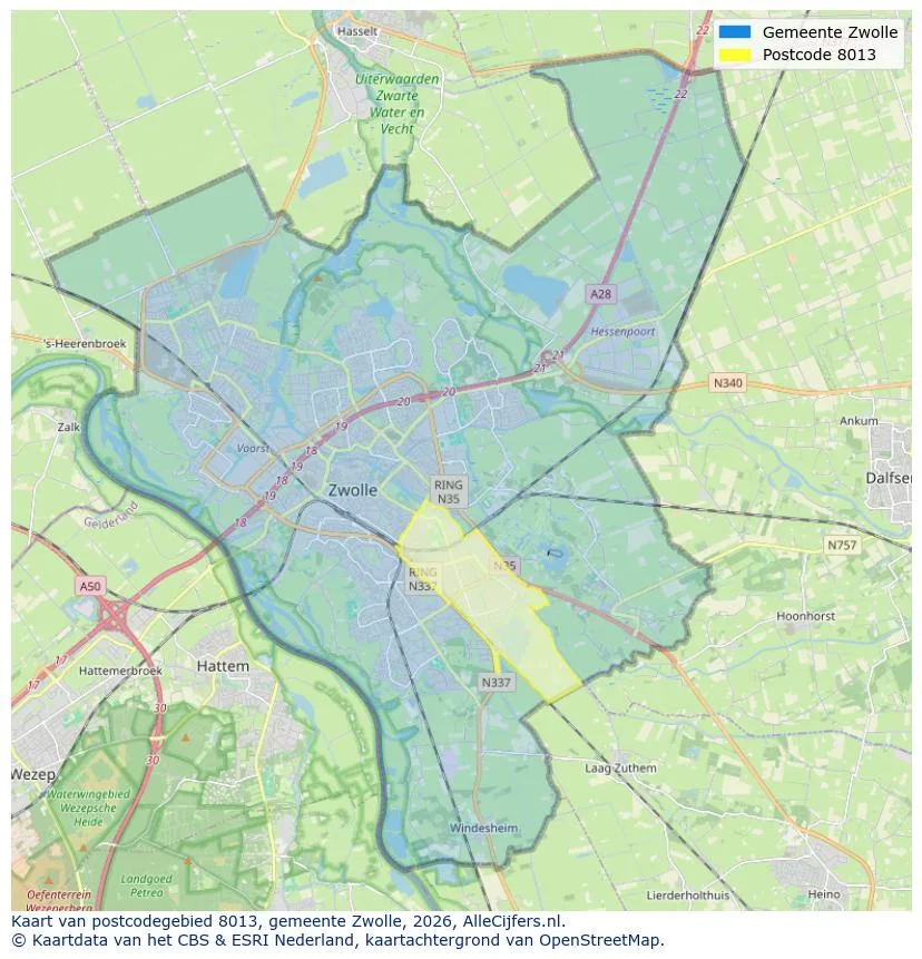 Postcodekaart voor 8013