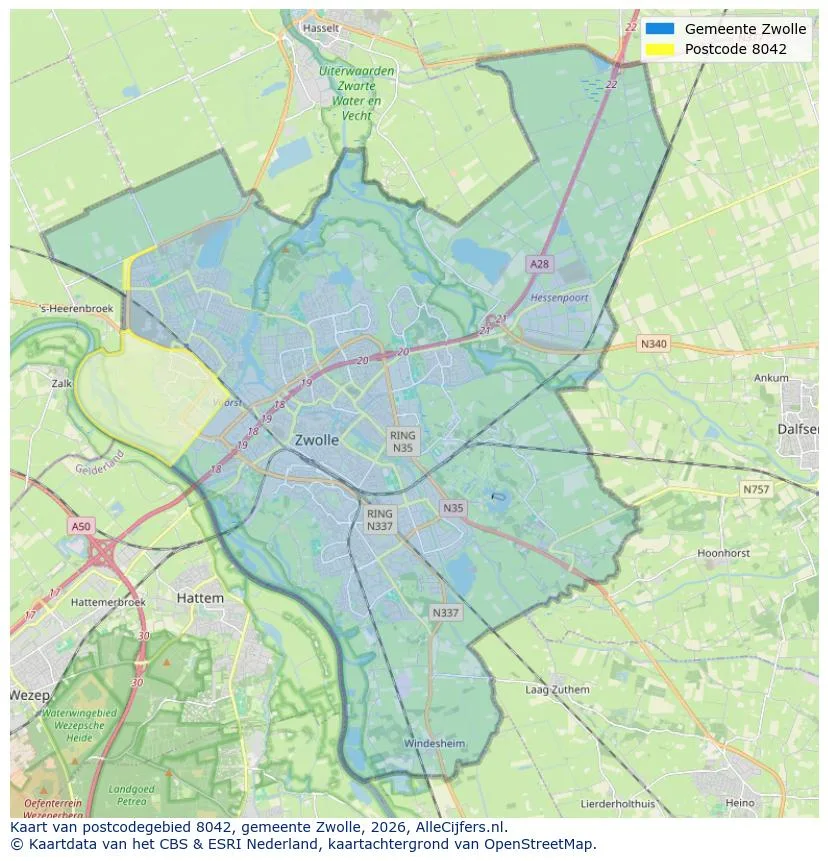 Postcodekaart voor 8042