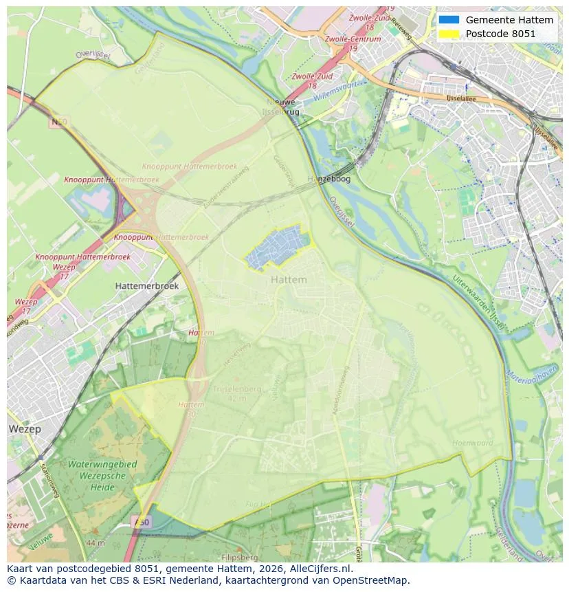 Postcodekaart voor 8051