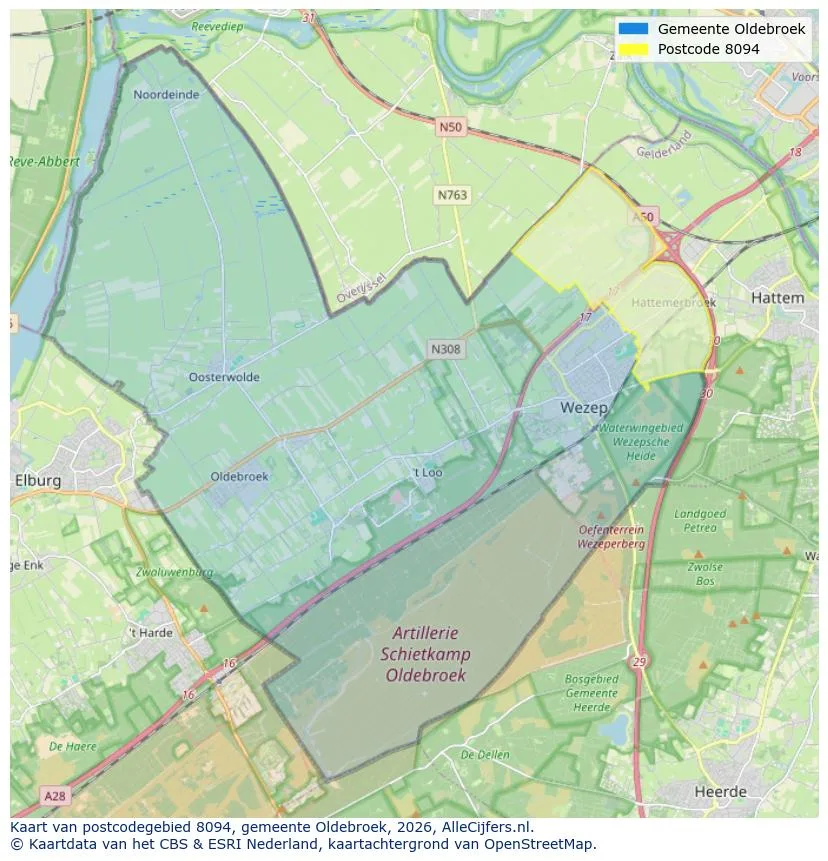 Postcodekaart voor 8094