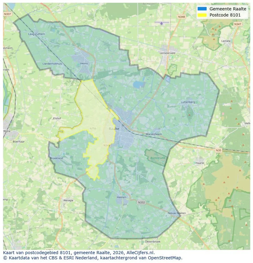 Postcodekaart voor 8101