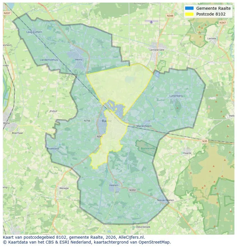 Postcodekaart voor 8102