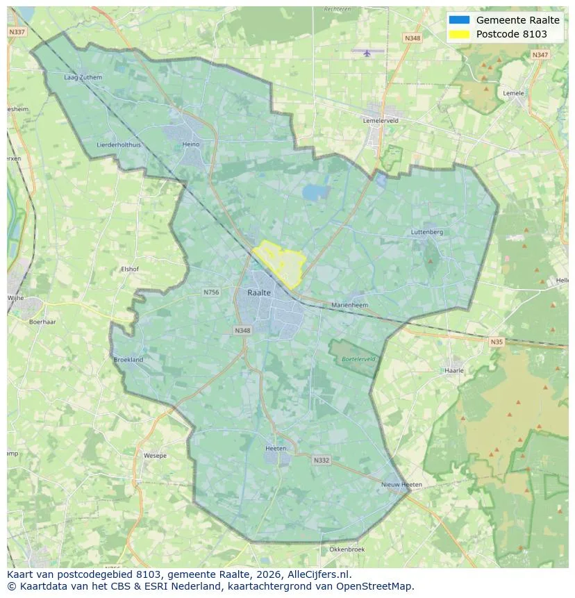 Postcodekaart voor 8103