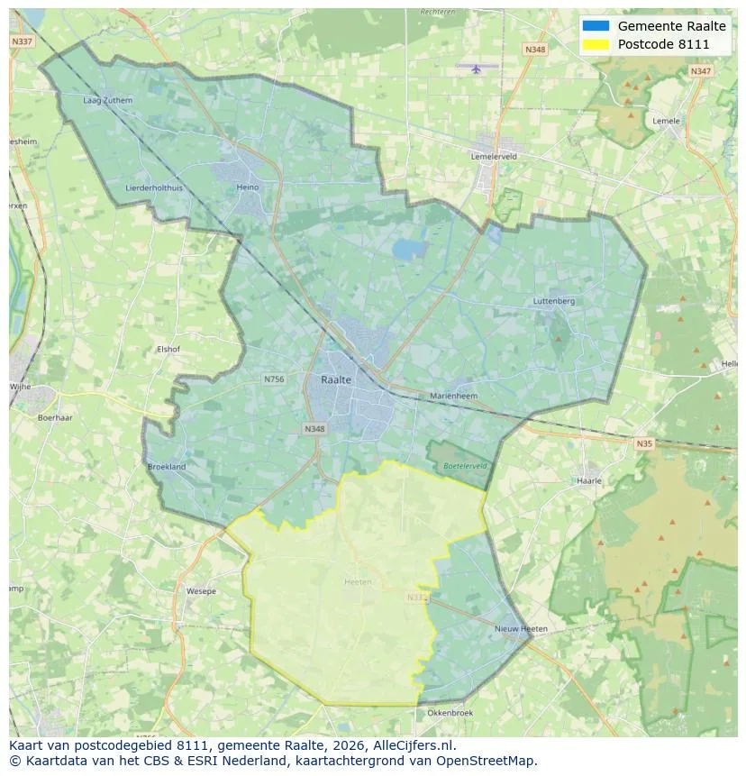 Postcodekaart voor 8111