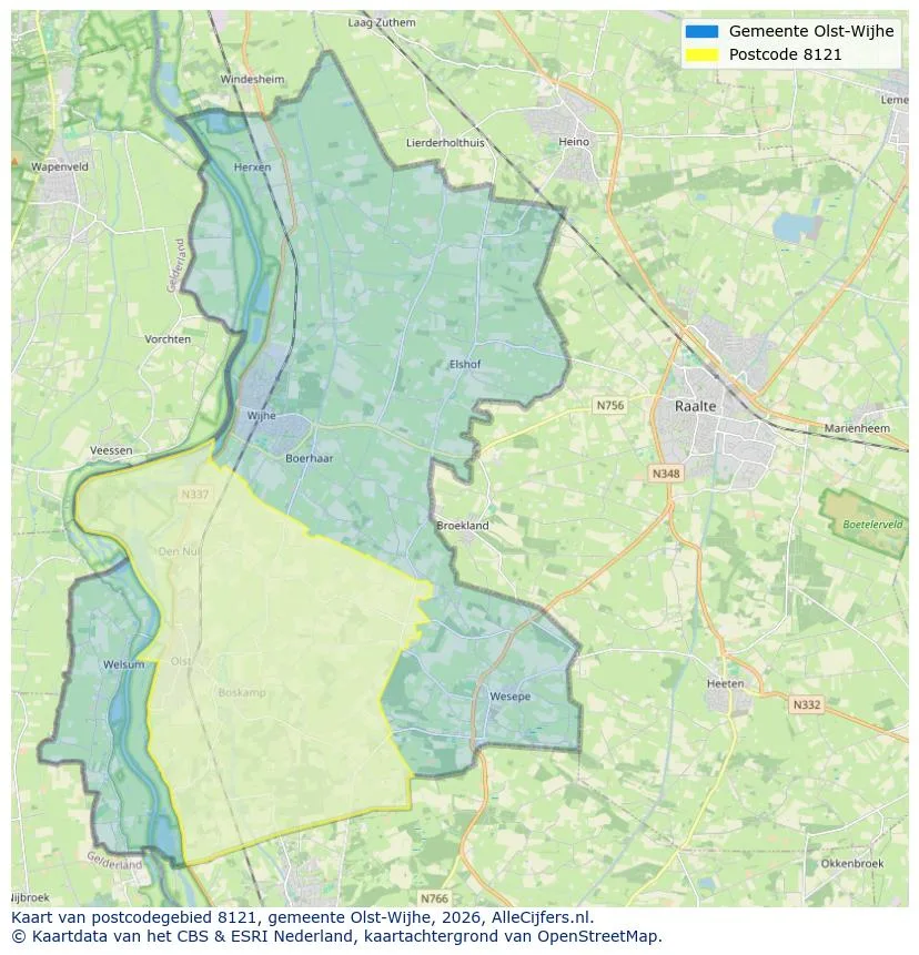 Postcodekaart voor 8121