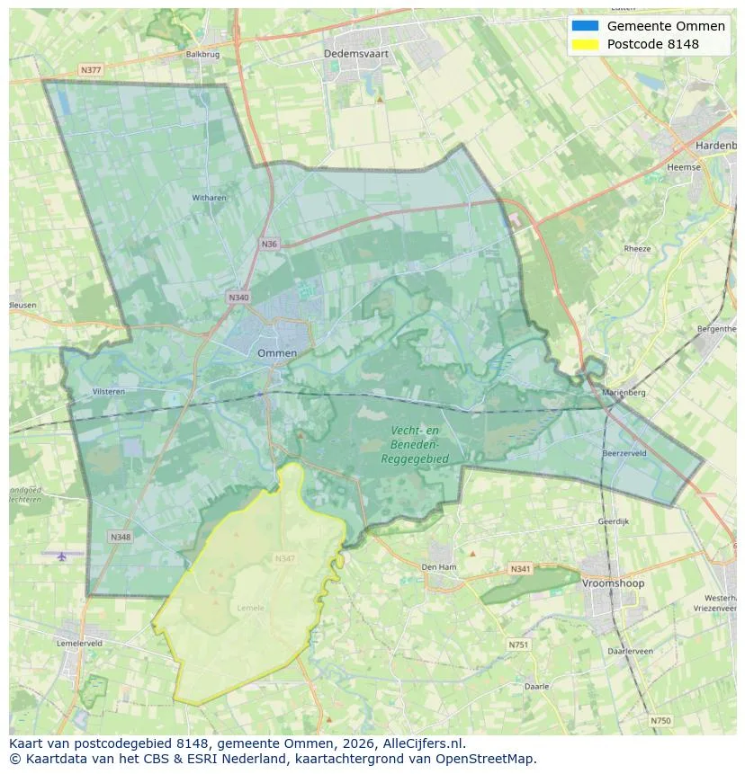 Postcodekaart voor 8148