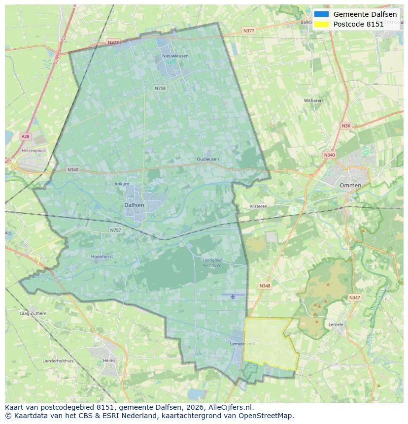 Postcodekaart voor 8151