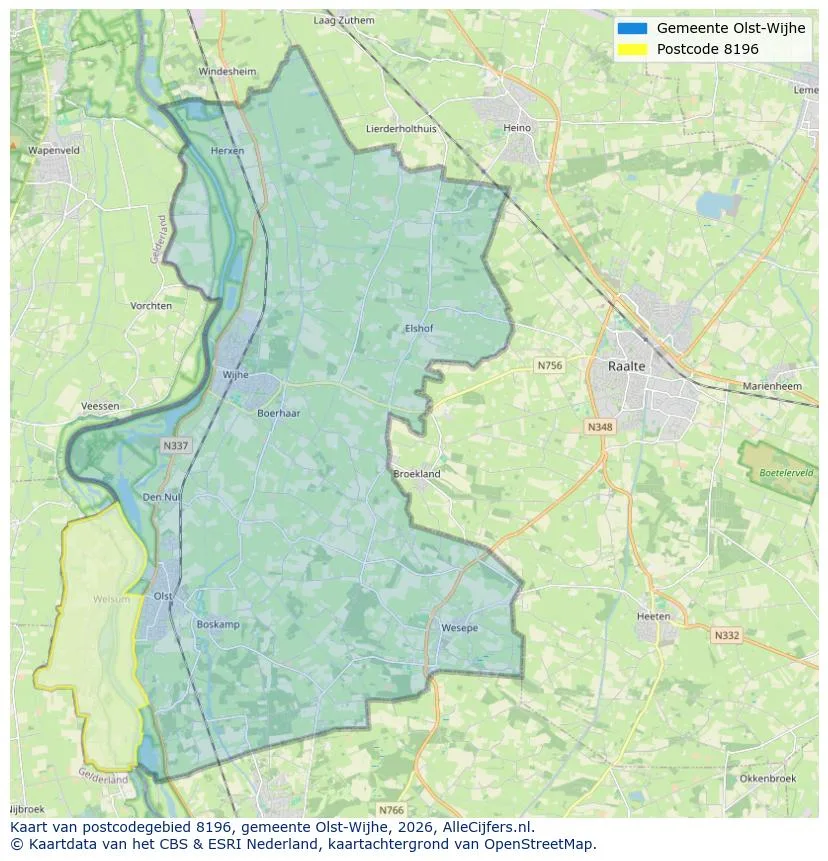 Postcodekaart voor 8196