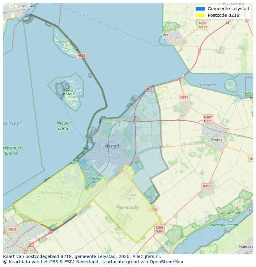 Postcodekaart voor 8218