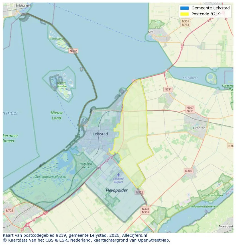 Postcodekaart voor 8219