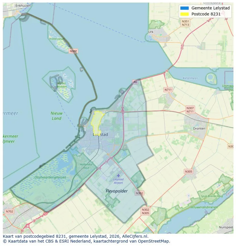 Postcodekaart voor 8231