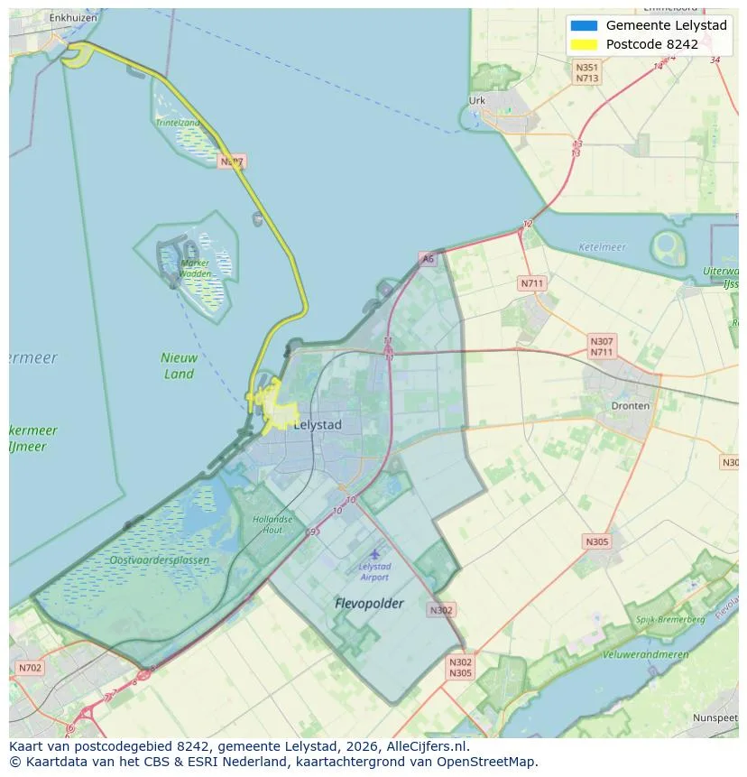 Postcodekaart voor 8242