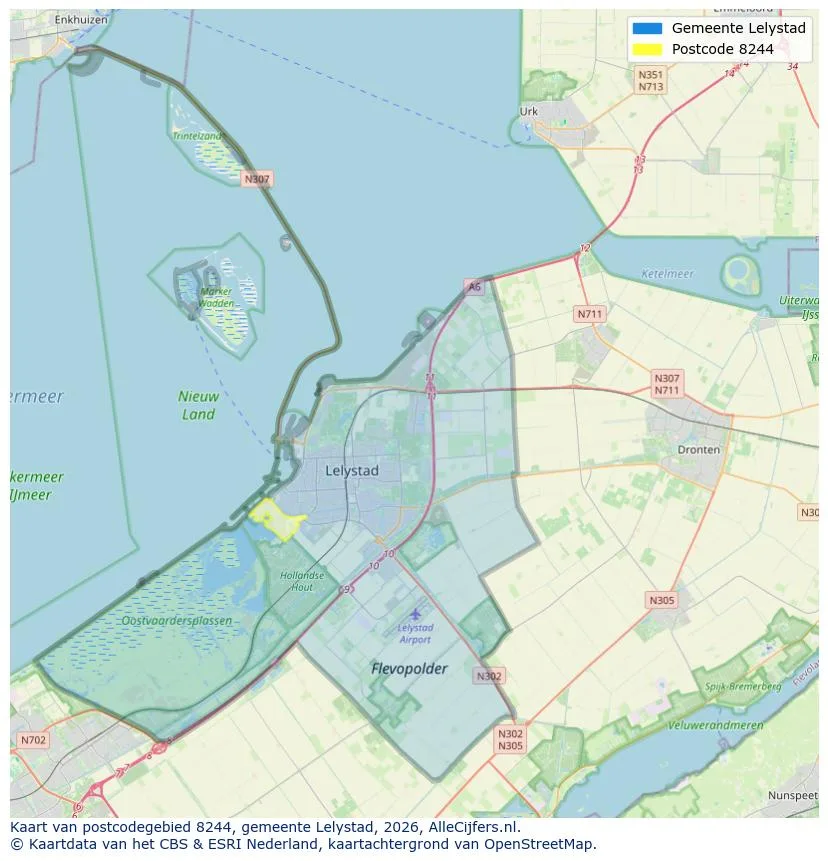 Postcodekaart voor 8244