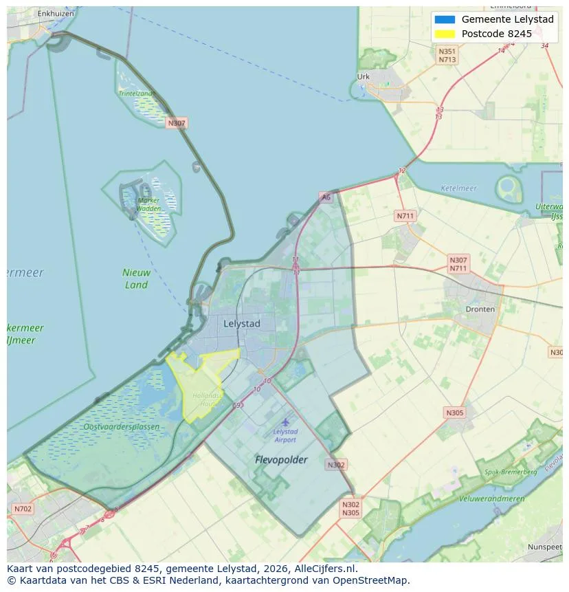 Mapa de códigos postales para 8245