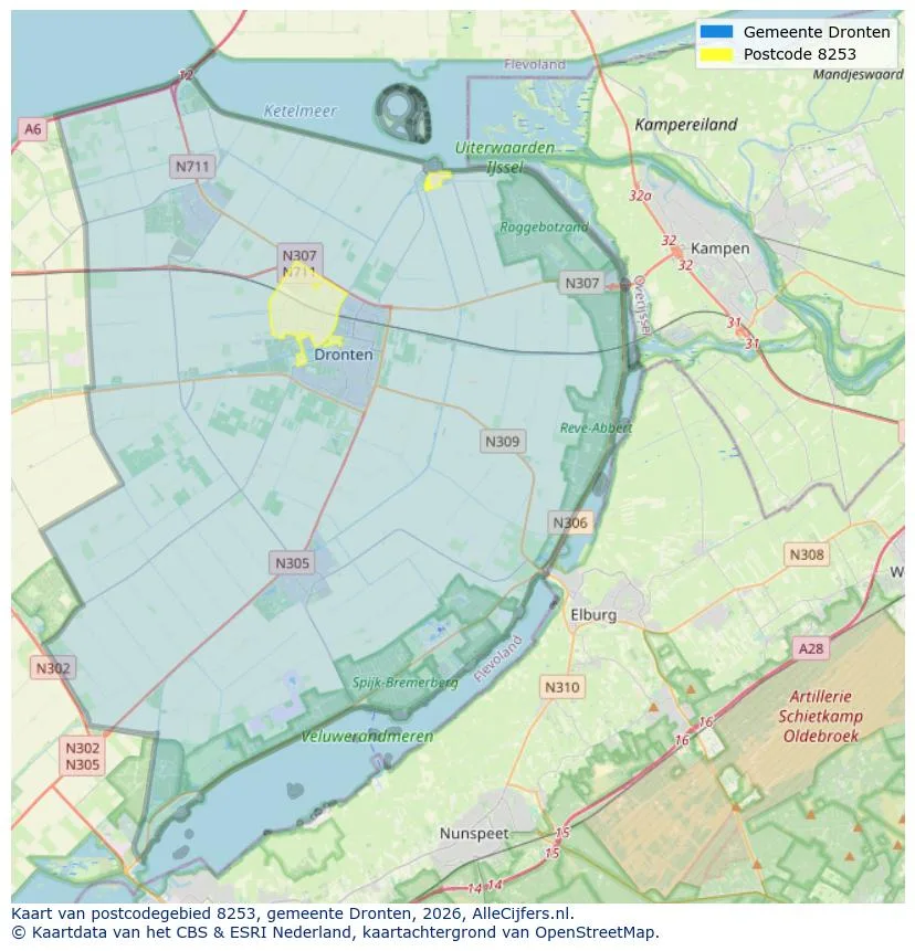 Mapa de códigos postales para 8253