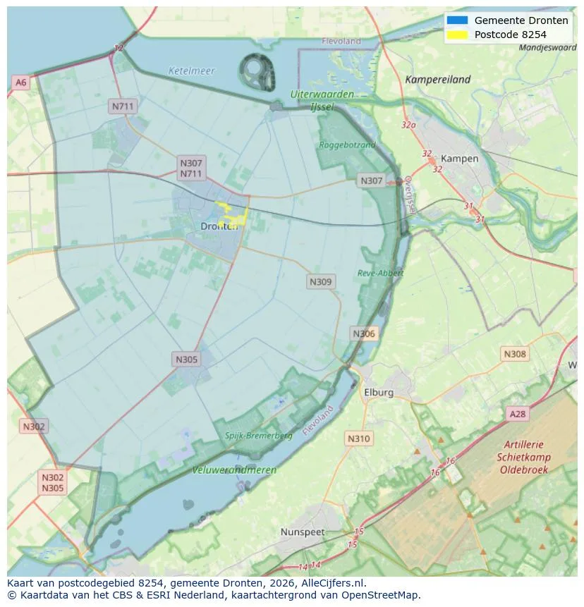 Postcode map for 8254