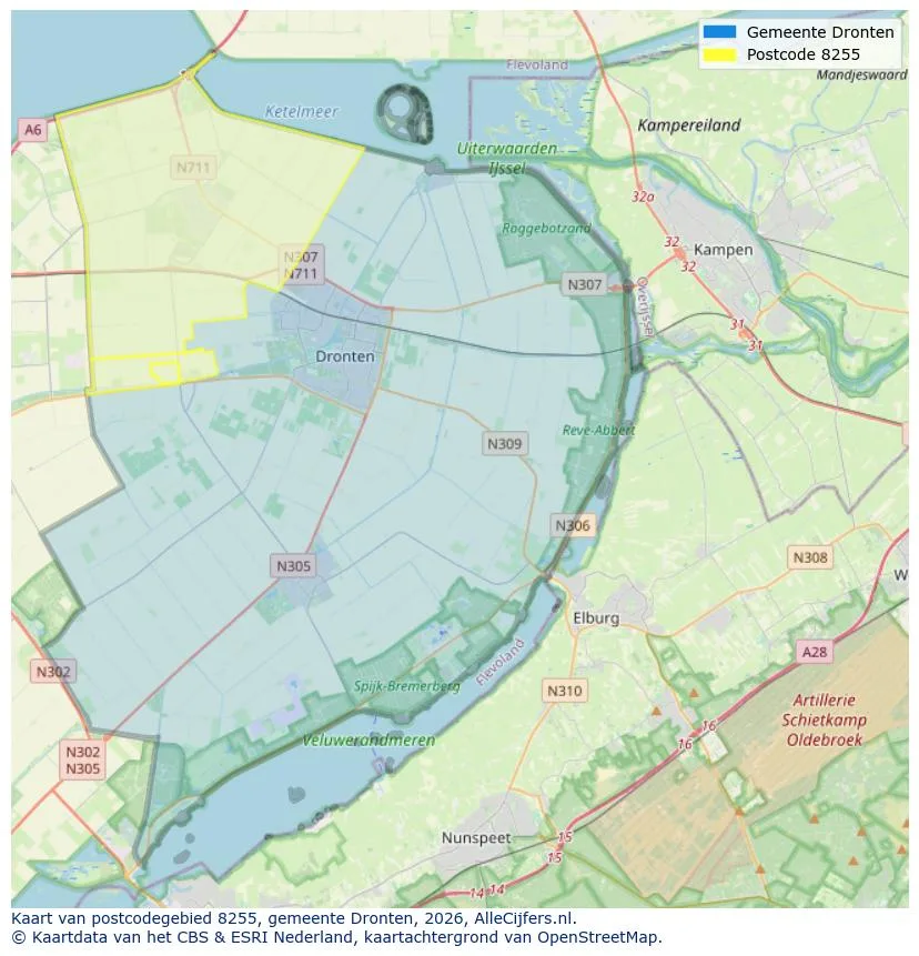 Postcodekaart voor 8255