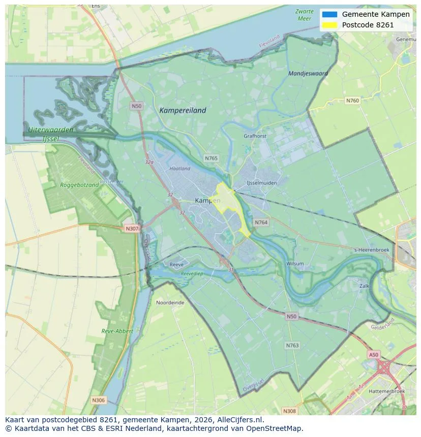 Postcodekaart voor 8261