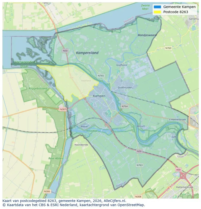 Postcodekaart voor 8263