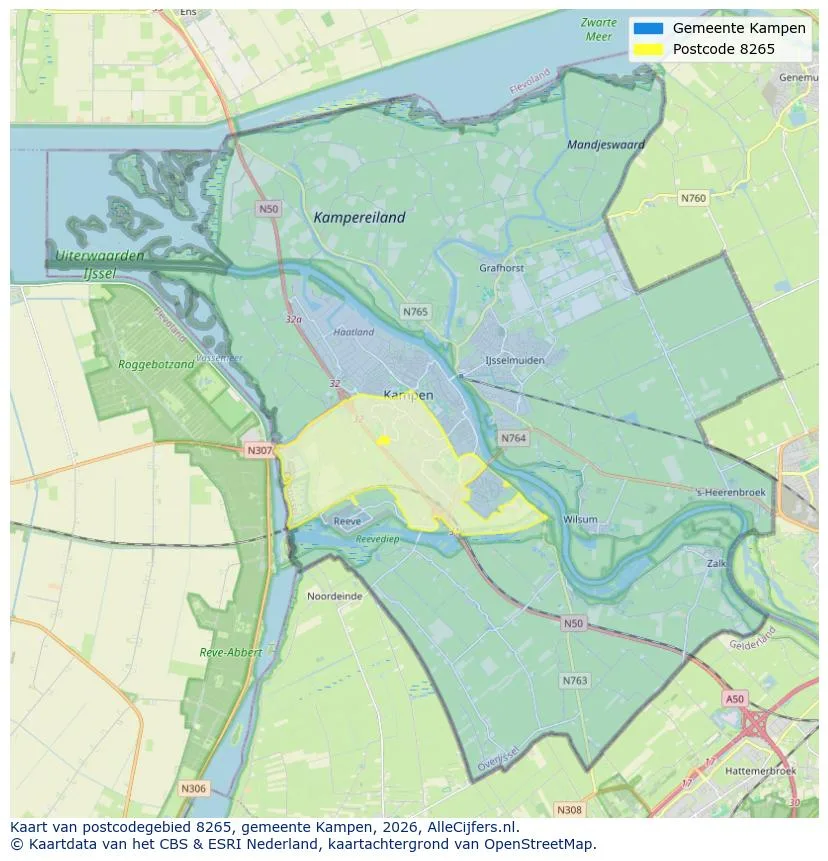 Postcodekaart voor 8265
