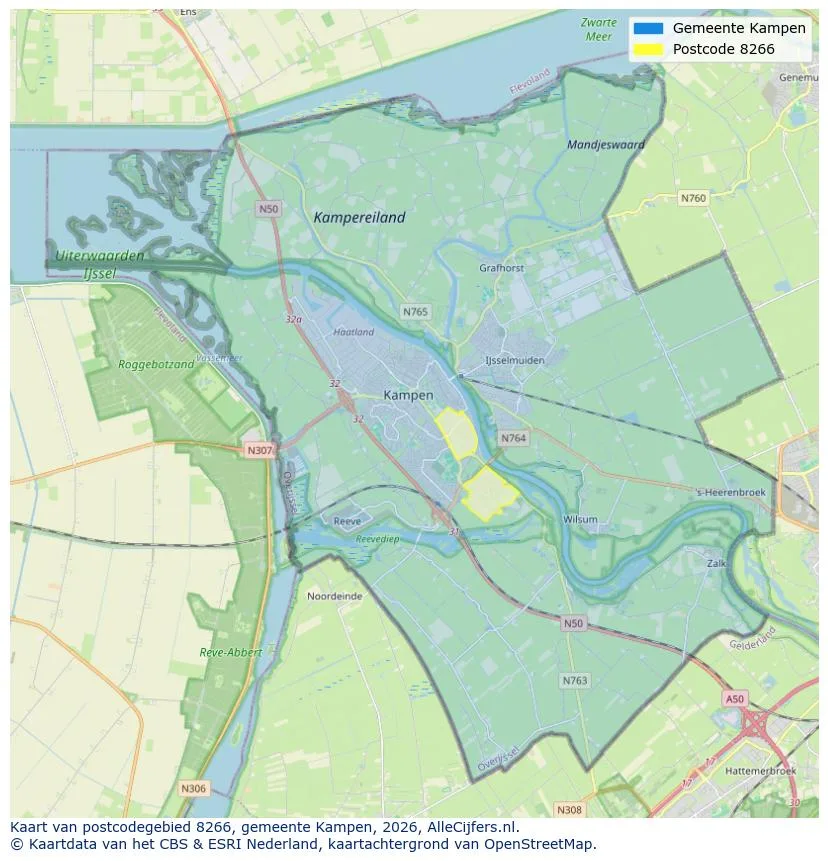 Postcodekaart voor 8266