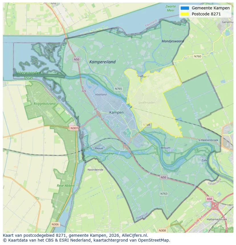 Postcodekaart voor 8271