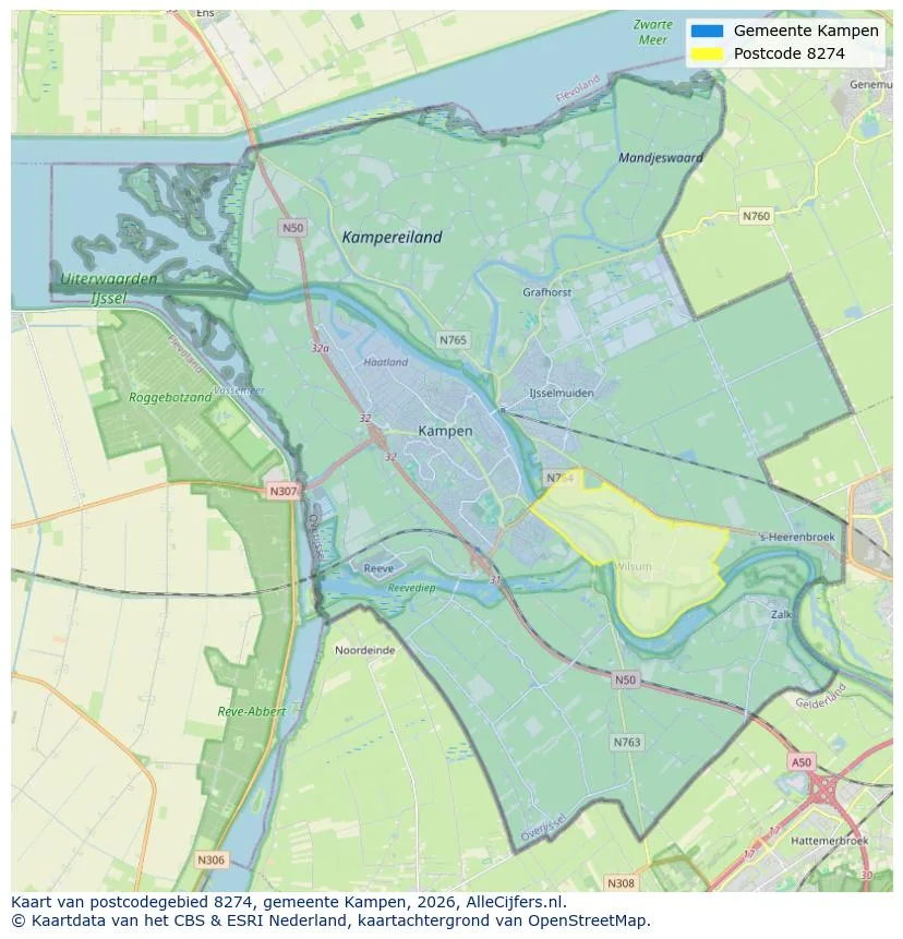 Postcodekaart voor 8274