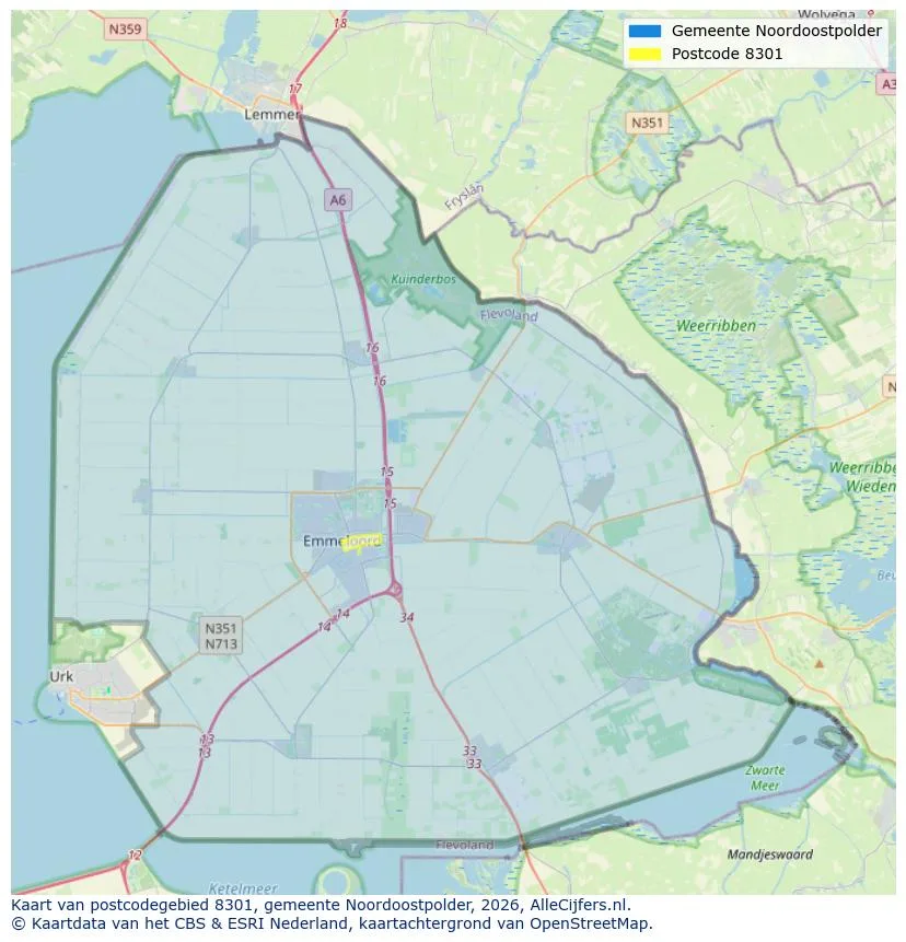 Postcodekaart voor 8301