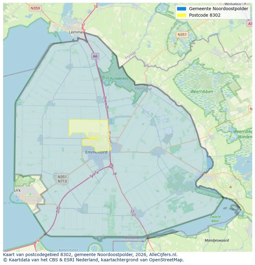 Postcodekaart voor 8302