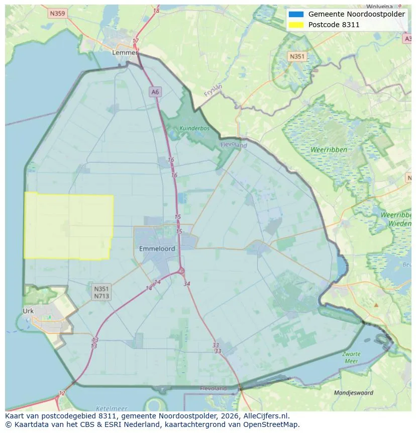 Postcodekaart voor 8311